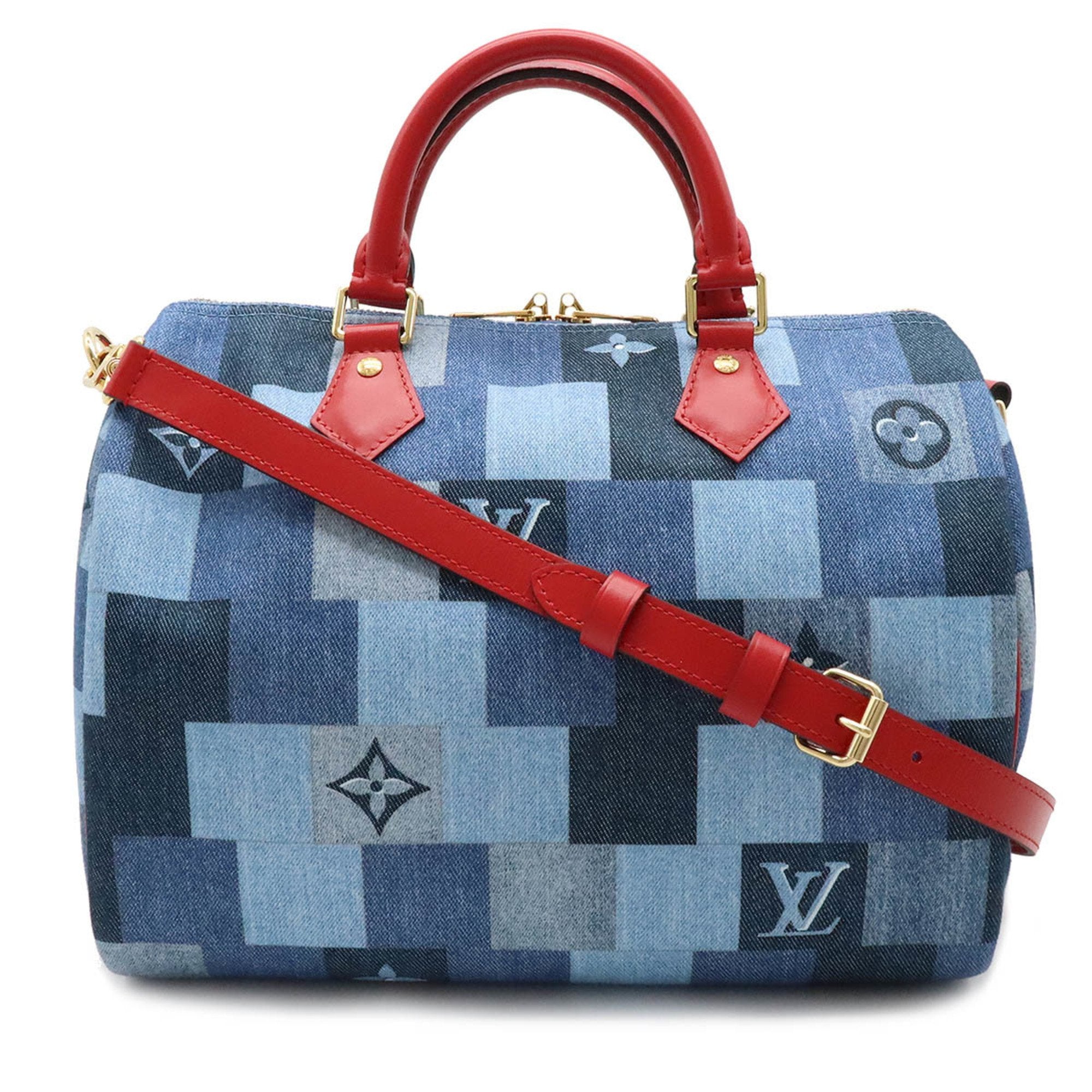 Pleaty handbag Louis Vuitton Blue in Denim - Jeans - 37945872